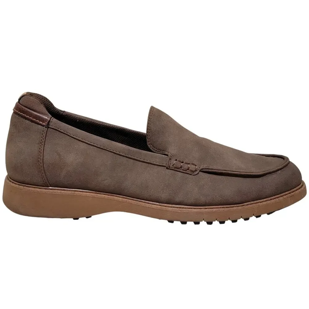 Dr Scholls Men Sync Up Moc Toe Slip On Loafers Size US 12M Brown Faux Suede